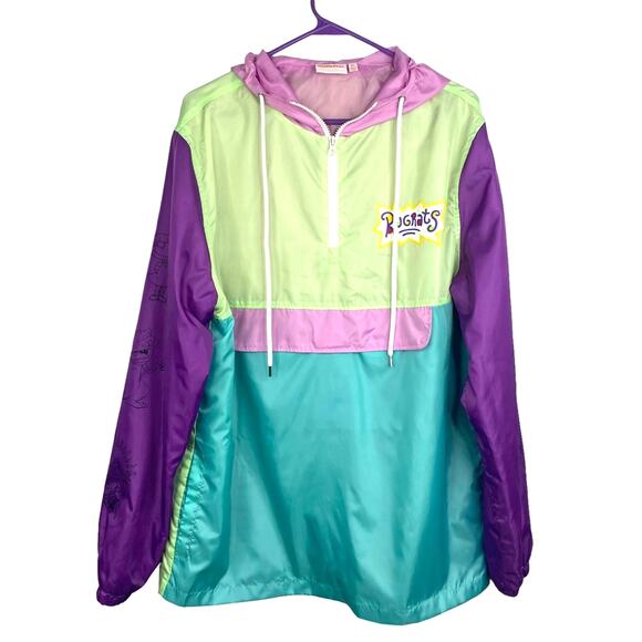 Rugrats Nickelodeon Mens Purple Green Pullover Hoodie Windbreaker Size US XL - Picture 1 of 9